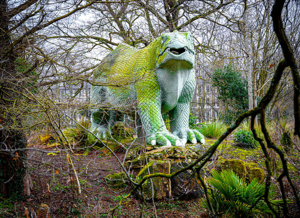 Crystal Palace Dinosaurs, a series of sculptures of dinosaurs and other extinct animals in the London borough of Bromley's Crystal Palace Park, UK - Photo, Image