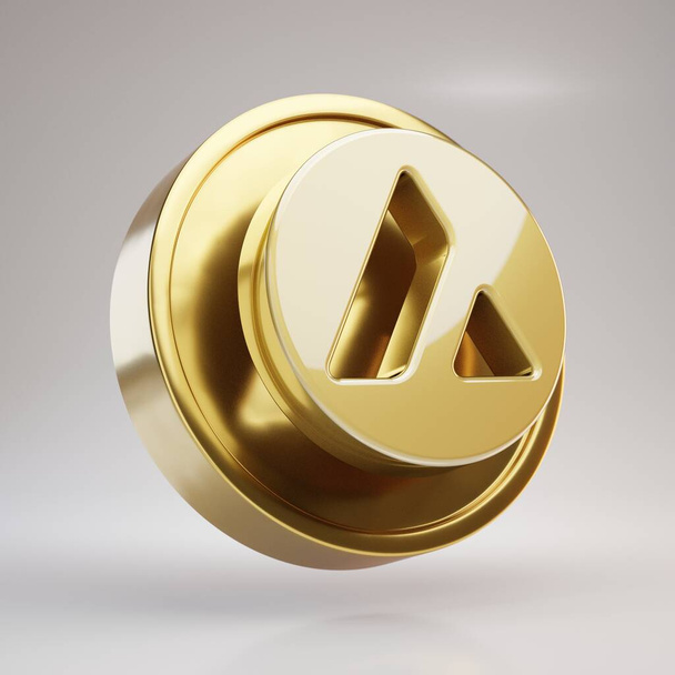 Moneda criptomoneda Avalancha. Moneda de oro 3d renderizado con símbolo Avalancha aislado sobre fondo blanco. - Foto, Imagen