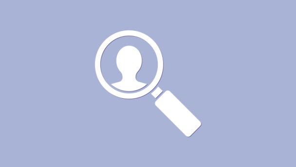 Ікона білого медичного аналізу ізольована на фіолетовому тлі. Допомога медикам. Символ фармацевтичних ліків. 4K Відеографічна анімація - Кадри, відео