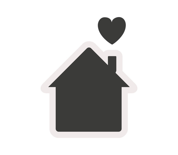 blijf thuis, hart, home sticker symbool vector - Vector, afbeelding