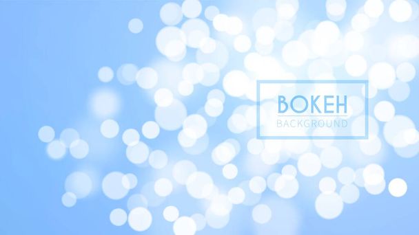 Bokeh lumineux, particules déconcentrées sur fond bleu. - Vecteur, image