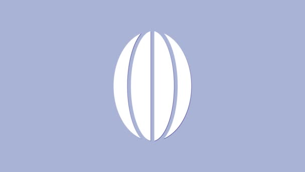 Icono de pelota de rugby blanco aislado sobre fondo púrpura. Animación gráfica de vídeo 4K - Metraje, vídeo