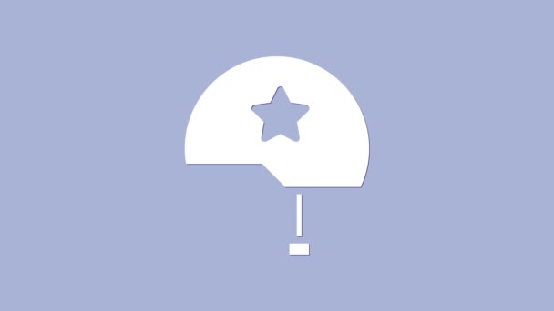 Символ белого военного шлема выделен на фиолетовом фоне. Армейская шляпа символ обороны и защиты. Защитная шляпа. Видеографическая анимация 4K - Кадры, видео