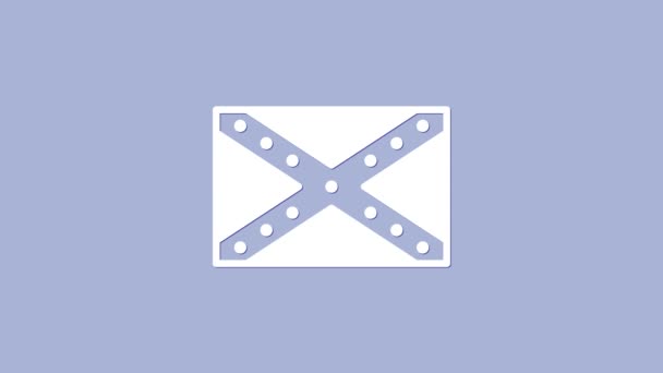 Белый национальный флаг Конфедеративных Штатов Америки изолирован на фиолетовом фоне. Видеографическая анимация 4K - Кадры, видео