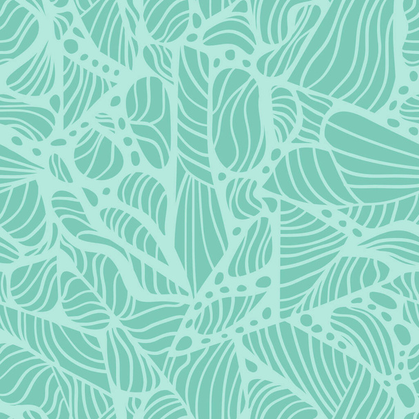 Seashells padrão inspirado em azul turquesa claro. Design de padrão sem costura vetorial para têxteis, moda, papel, embalagem, embalagem e marca - Vetor, Imagem