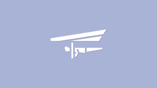 Icona del deltaplano bianco isolato su sfondo viola. Sport estremi. Animazione grafica 4K Video motion - Filmati, video
