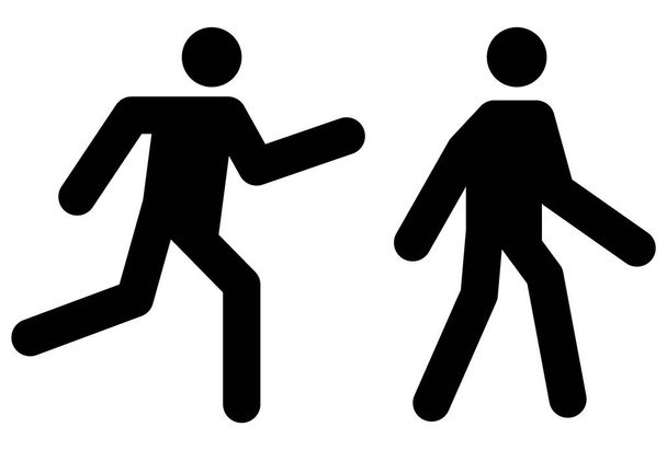 Man walk and run pictogram icon. - Vector, Image
