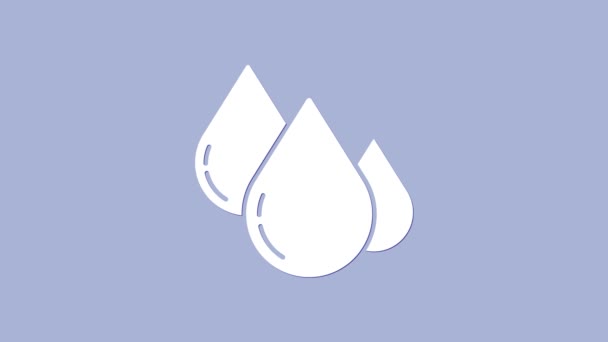 Icona goccia d'acqua bianca isolata su sfondo viola. Animazione grafica 4K Video motion - Filmati, video