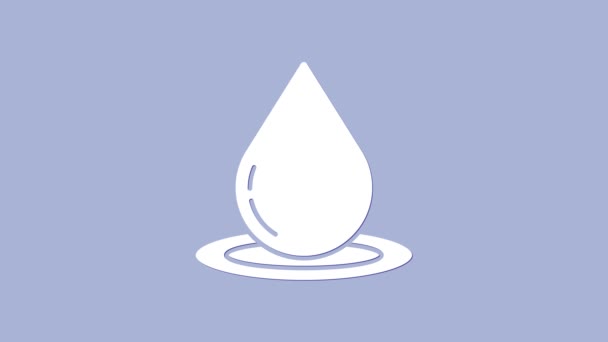 White Water drop icon isolated on purple background. 4K Video motion graphic animation - Footage, Video
