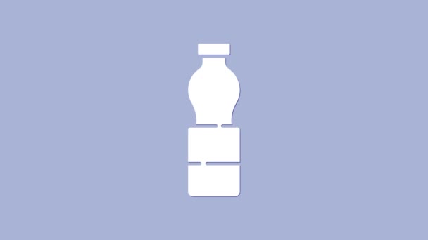 White Bottle of water icon isolated on purple background. Soda aqua drink sign. 4K Video motion graphic animation - Footage, Video