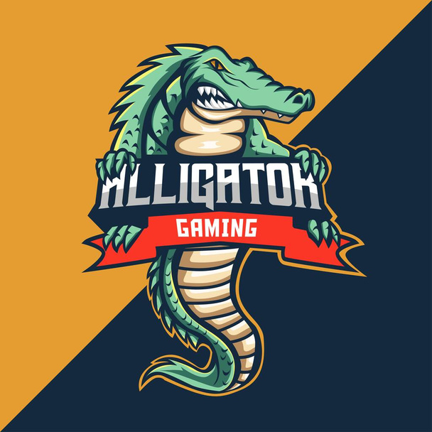 Mascotte d'alligator Logo. Illustration vectorielle. Parfait pour le logo de jeu, t-shirt / vêtement, marchandise, conception de broches, etc. - Vecteur, image