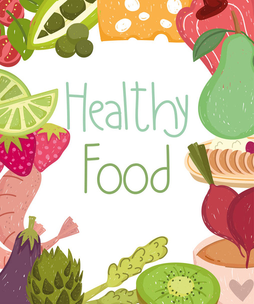 nutrizione alimentare sana mangiare con frutta verdura - Vettoriali, immagini