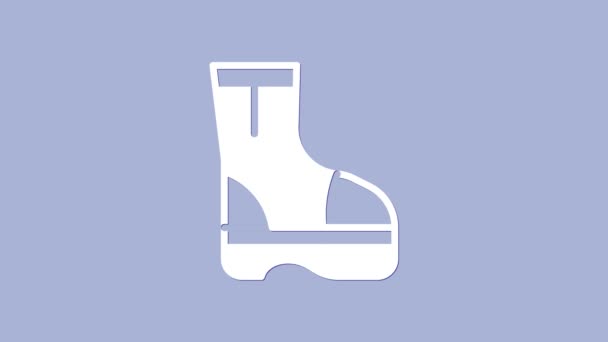 Bílý oheň boty ikona izolované na fialovém pozadí. Grafická animace pohybu videa 4K - Záběry, video