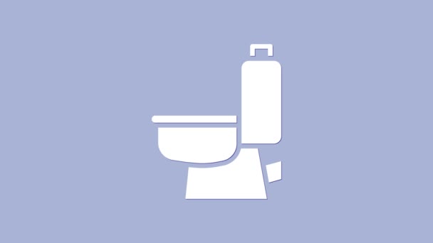 Witte toiletpot pictogram geïsoleerd op paarse achtergrond. 4K Video motion grafische animatie - Video