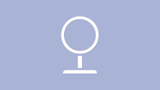 Icono de espejo de maquillaje redondo blanco aislado sobre fondo púrpura. Animación gráfica de vídeo 4K - Imágenes, Vídeo