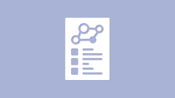 Wit medisch klembord met klinisch record pictogram geïsoleerd op paarse achtergrond. Ziekteverzekeringsformulier. Voorschrift, medisch rapport. 4K Video motion grafische animatie - Video
