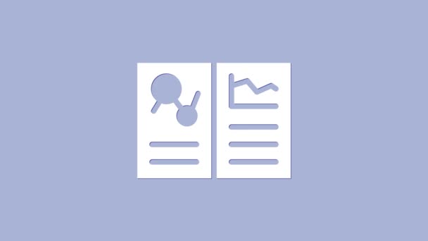 Fehér Orvosi írótábla klinikai rekord ikon izolált lila alapon. Egészségbiztosítási nyomtatvány. Receptet, orvosi ellenőrző jeleket. 4K Videó mozgás grafikus animáció - Felvétel, videó