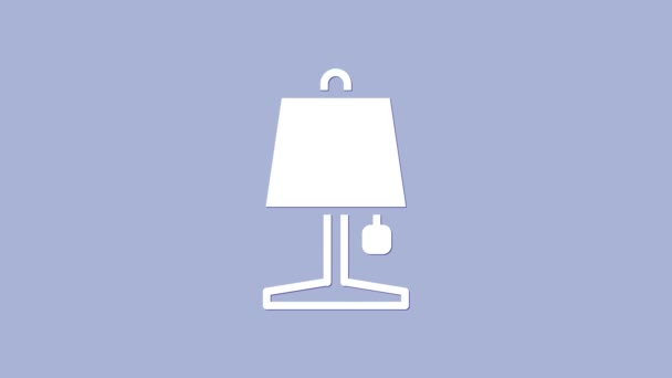 Weiße Tischlampe Symbol isoliert auf violettem Hintergrund. 4K Video Motion Grafik Animation - Filmmaterial, Video