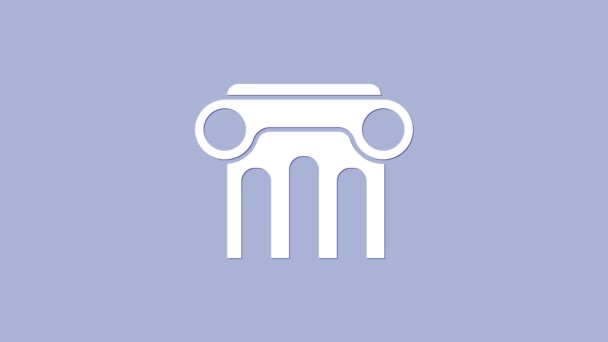 Fehér jogi pillér ikon elszigetelt lila háttér. 4K Videó mozgás grafikus animáció - Felvétel, videó