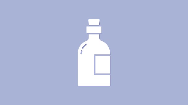 Witte alcohol drinken Rum fles pictogram geïsoleerd op paarse achtergrond. 4K Video motion grafische animatie - Video