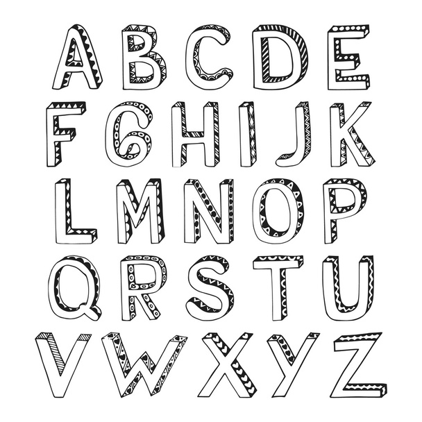 schets alfabet lettertype - Vector, afbeelding