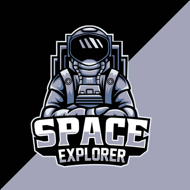 Space Explorer Maskottchen Logo-Vorlage. perfekt für Gaming-Logo, Waren, Bekleidung, Pin-Design, etc - Vektor, Bild