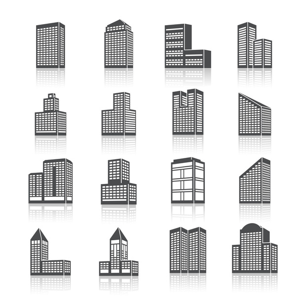 Edifice buildings icons set - Vector, Image