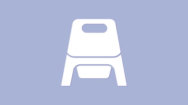 Bílá Baby nočník ikona izolované na fialovém pozadí. Hrnec. Grafická animace pohybu videa 4K - Záběry, video