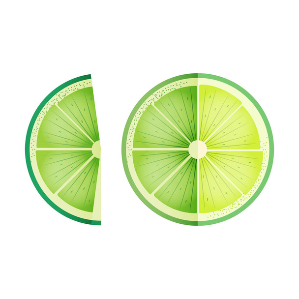 Modern Flat Vector Concept Illustrations. Sliced Lime on Isolated Background. Template. - Vector, Image