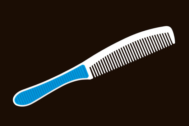 weißer und blauer Haarkamm aus Kunststoff, isoliert auf schwarzem Hintergrund - Foto, Bild