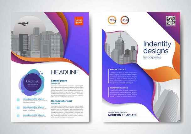 Template vector design for Brochure, AnnualReport, Magazine, Poster, Corporate Presentation, Portfolio, Flyer, infographic, layout modern with blue color size A4, Front and back, Easy to use and edit. - Vector, Image