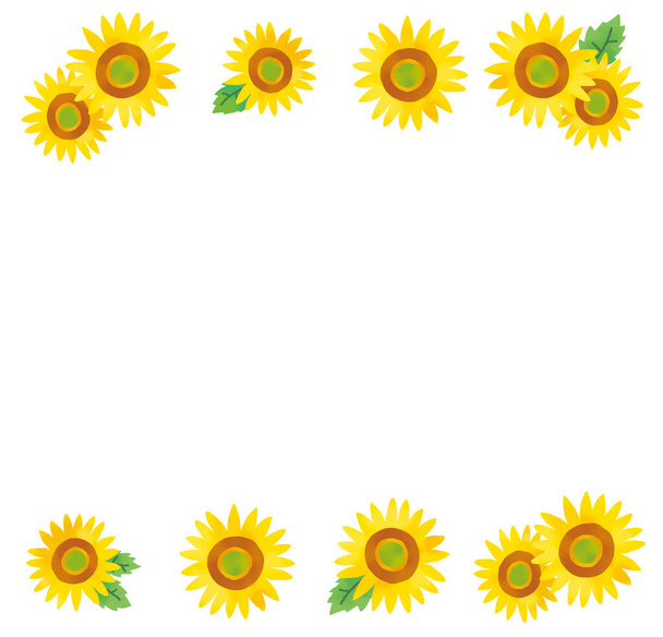 Nenucený dotek Akvarel dotek slunečnice ilustrační sada - Fotografie, Obrázek