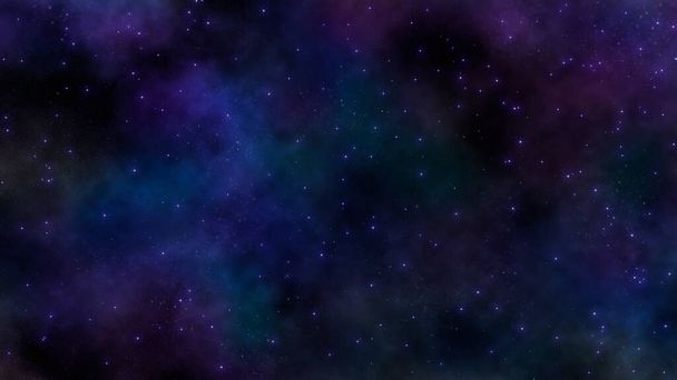 8К звездное поле с голубым и фиолетовым газообразным туманным облаком. Художественное исполнение звездного фона в космосе. - Фото, изображение