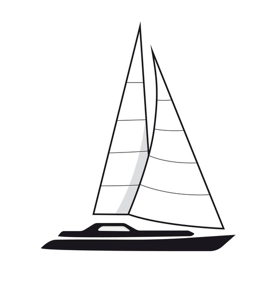 Yacht. Vector illustration. Black icon - Vector, Image