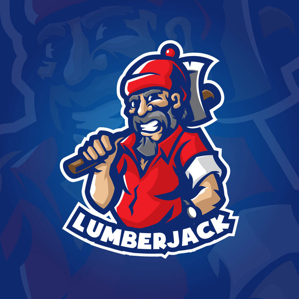 Lumberjack mascotte logo design vector met concept stijl voor badge, embleem en tshirt print. - Vector, afbeelding