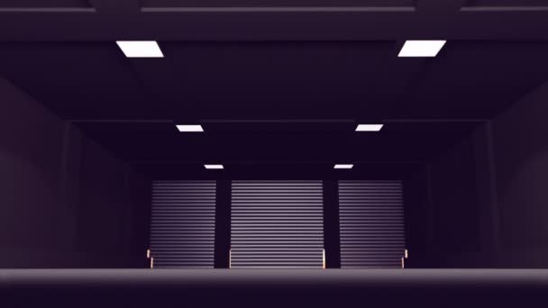 Almacén concepto de interiore Salón industrial con mucho espacio y gran vacío en él 3D renderizado - Imágenes, Vídeo