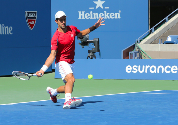 Le joueur de tennis professionnel Novak Djokovic s'entraîne pour l'US Open 2013
 - Photo, image