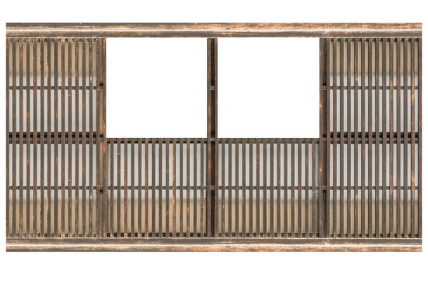 Shoji, traditionelle japanische Tür, Fenster oder Raumteiler, isoliert auf weißem Hintergrund - Foto, Bild