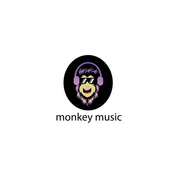 zene logó kreatív illusztráció majom felvétel tervezés színes vektor - Vektor, kép