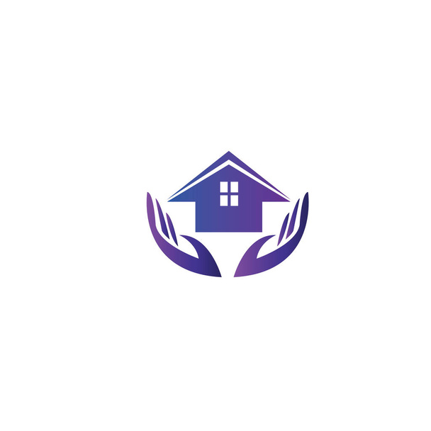 deux illustration main logo de protection de la maison et design de couleur vectoriel de maison - Vecteur, image