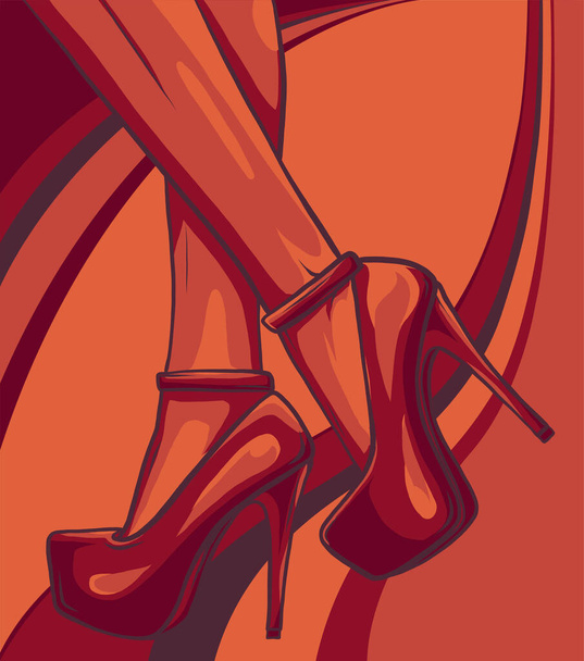 pernas de mulher em sapatos de moda ilustração vetorial - Vetor, Imagem