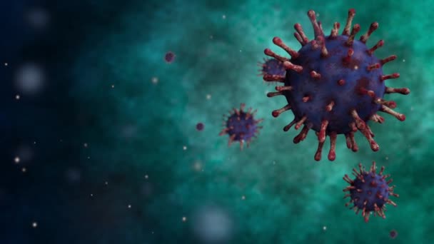 Üç boyutlu illüstrasyon. Coronavirus salgını solunum sistemini etkiliyor. Covid 19 tipi bir grip virüsü. Tehlikeli bir grip olarak görülüyor. Hastalık hücrelerinde salgın hastalık riski kavramı. - Video, Çekim