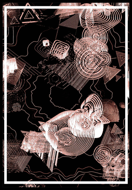 Σκελετός art deco. Κλασσικό γραμμικό όριο. Σχεδιάστε ένα πρότυπο για προσκλήσεις, φυλλάδια και ευχετήριες κάρτες. Το στυλ της δεκαετίας του 1920 - 1930. Εικονογράφηση διανύσματος - Φωτογραφία, εικόνα