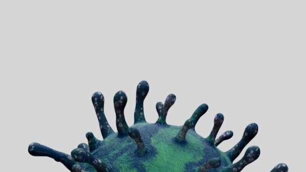 3D απεικόνιση του ιού της γρίπης coronavirus επιπλέει σε υγρό μικροσκοπική άποψη, ένα παθογόνο που επιτίθεται στην αναπνευστική οδό. Πανδημία της έννοιας της λοίμωξης από τον ιό Covid19 -Dan - Πλάνα, βίντεο