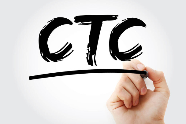 CTC - Cost To Company acroniem met marker, business concept achtergrond - Foto, afbeelding