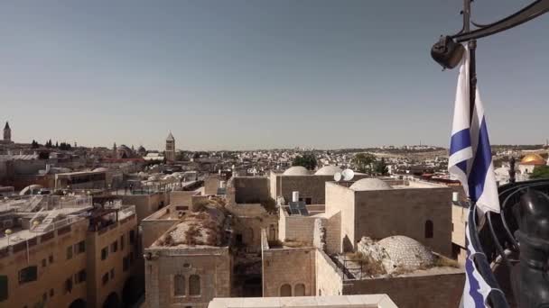 Kilátás a régi Jeruzsálemre felülről. Izrael. - Felvétel, videó