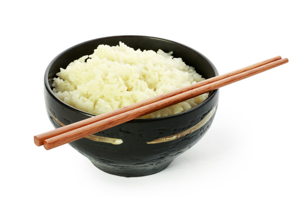 Rice in ceramic bowl - Фото, изображение