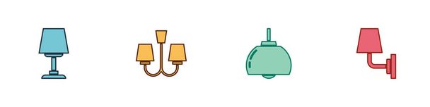 Set Table lamp, Chandelier,  and Wall or sconce icon. Vector - Vector, Image