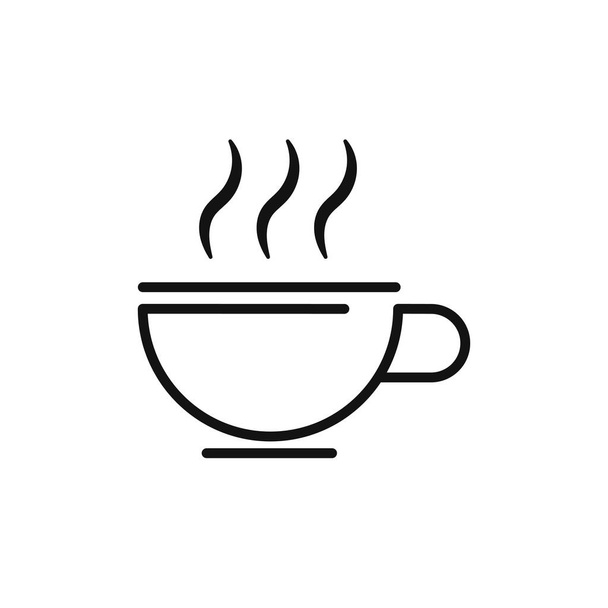 Hot καφέ ή φλιτζάνι τσάι εικονίδιο τέχνης γραμμή για εφαρμογές και ιστοσελίδες - Διάνυσμα, εικόνα