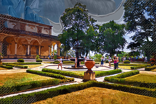 изумительный барокко Валленштайн дворец в Праге и его французский сад, сегодня Сенат Чешской Республики - Фото, изображение